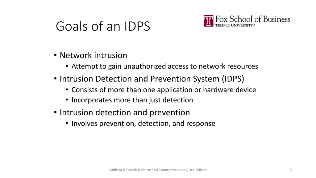 goals of an idps