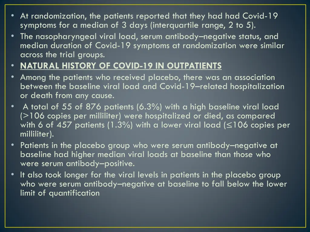 at randomization the patients reported that they