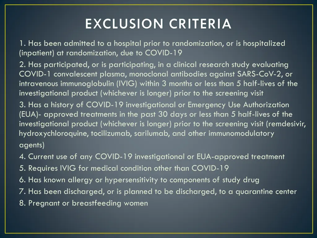 exclusion criteria
