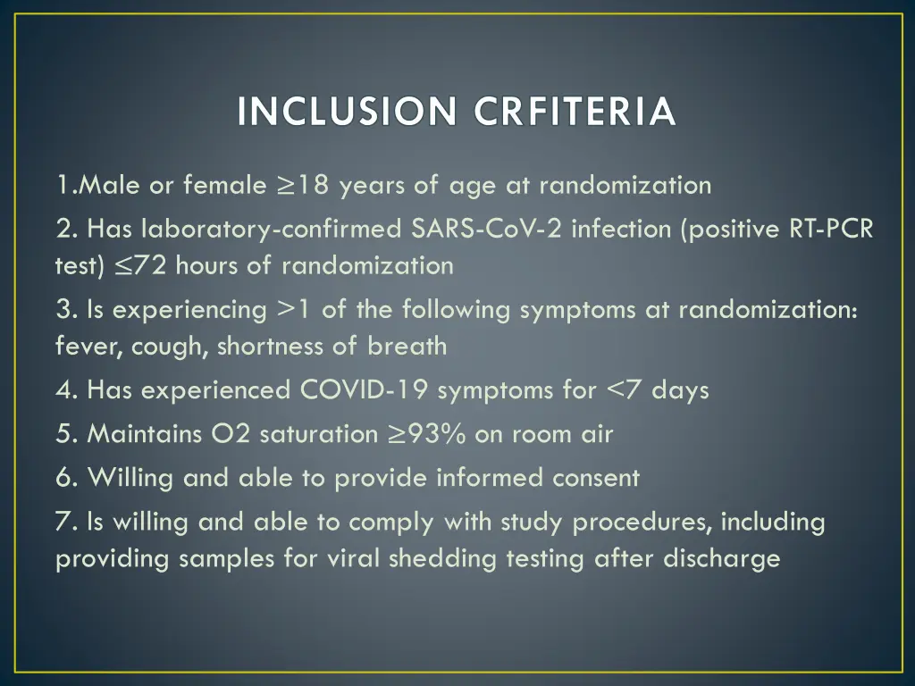 inclusion crfiteria