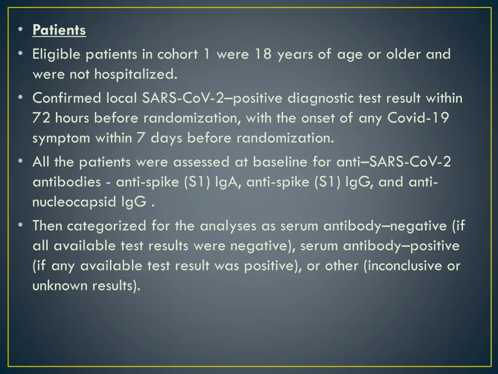patients eligible patients in cohort 1 were