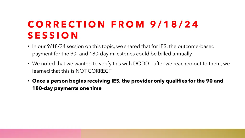 correction from 9 18 24 session