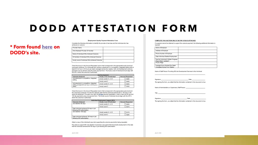 dodd attestation form