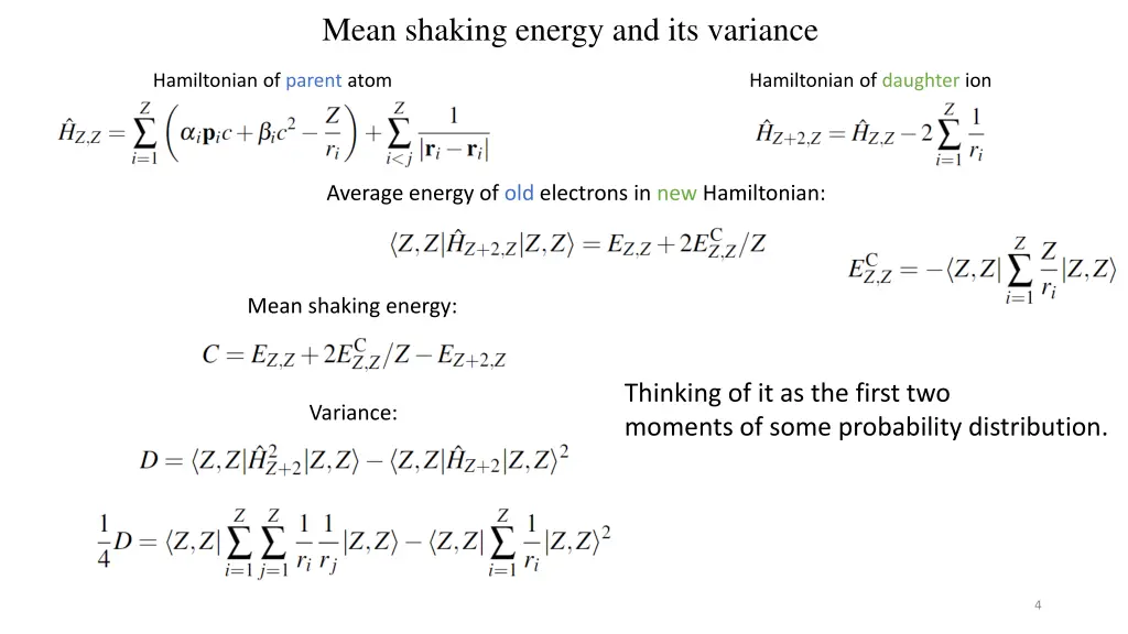 mean shaking energy and its variance