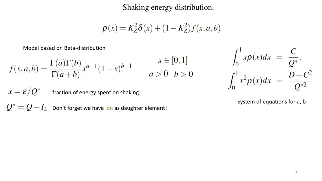 shaking energy distribution