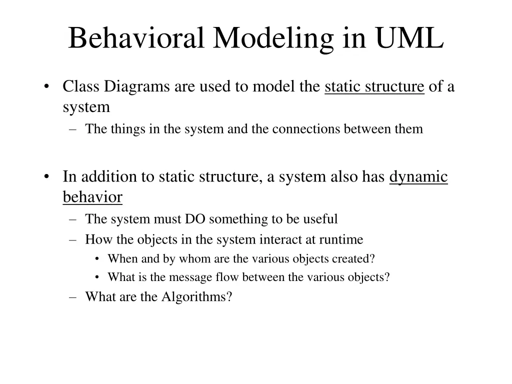 behavioral modeling in uml