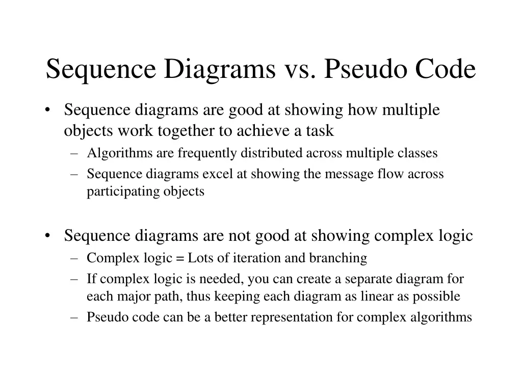 sequence diagrams vs pseudo code