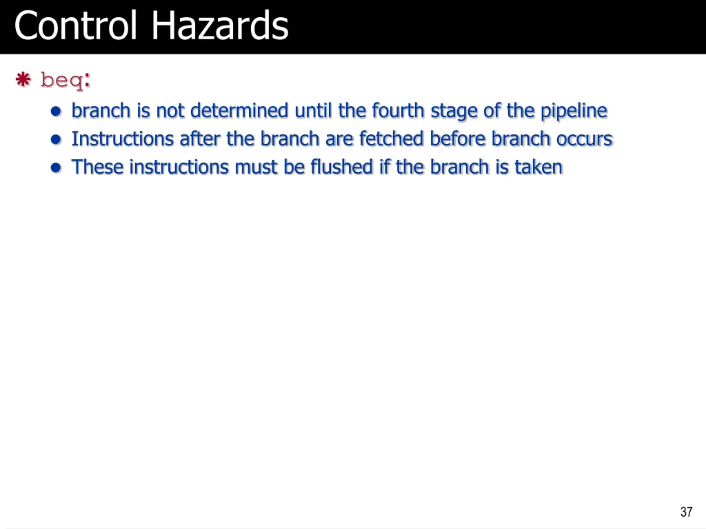 control hazards
