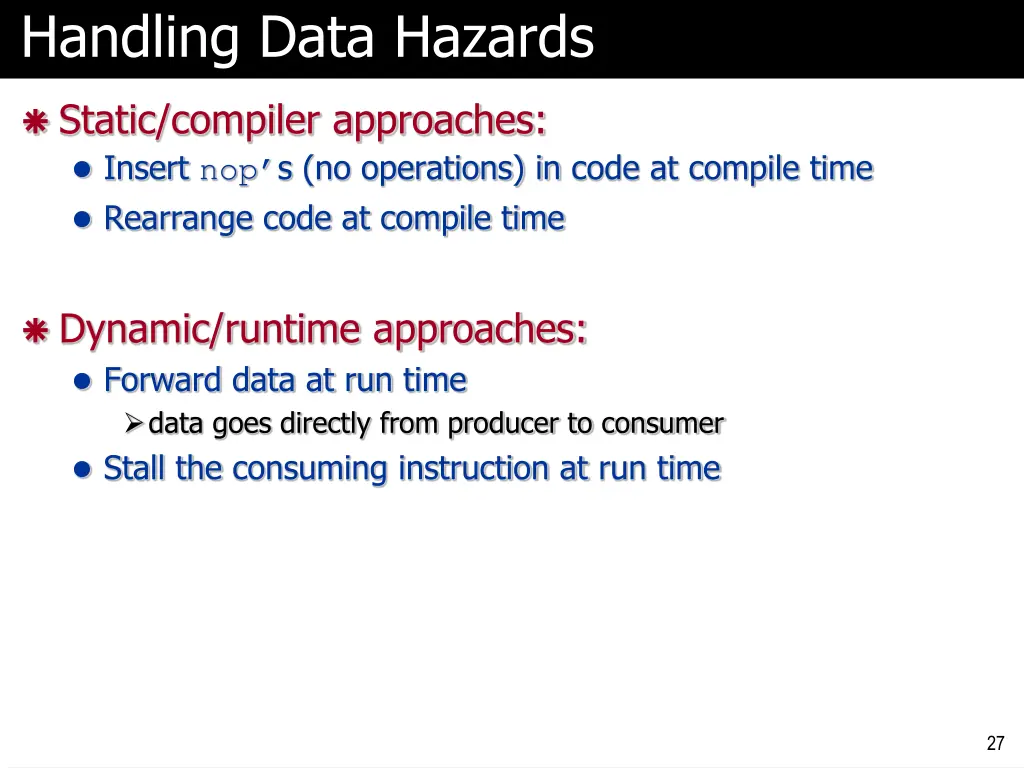 handling data hazards