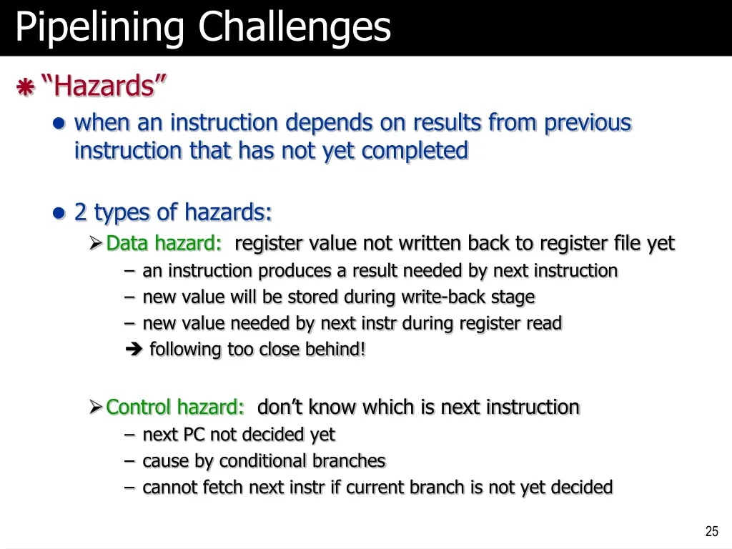 pipelining challenges