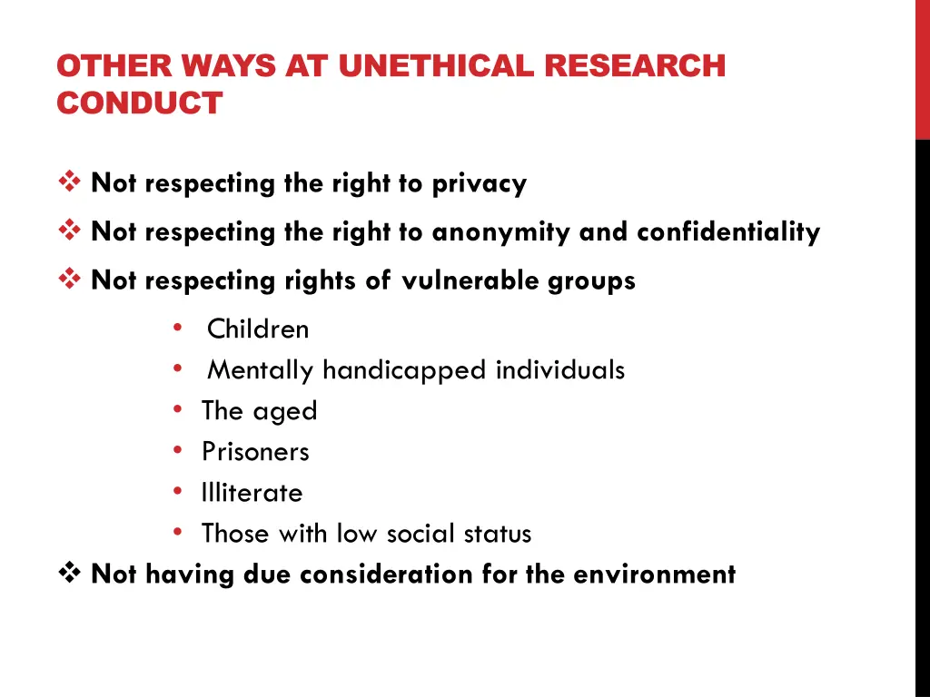 other ways at unethical research conduct 2