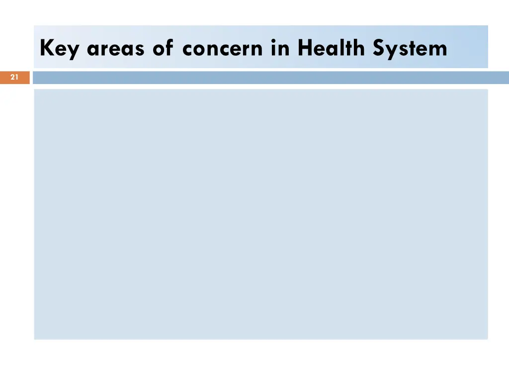key areas of concern in health system