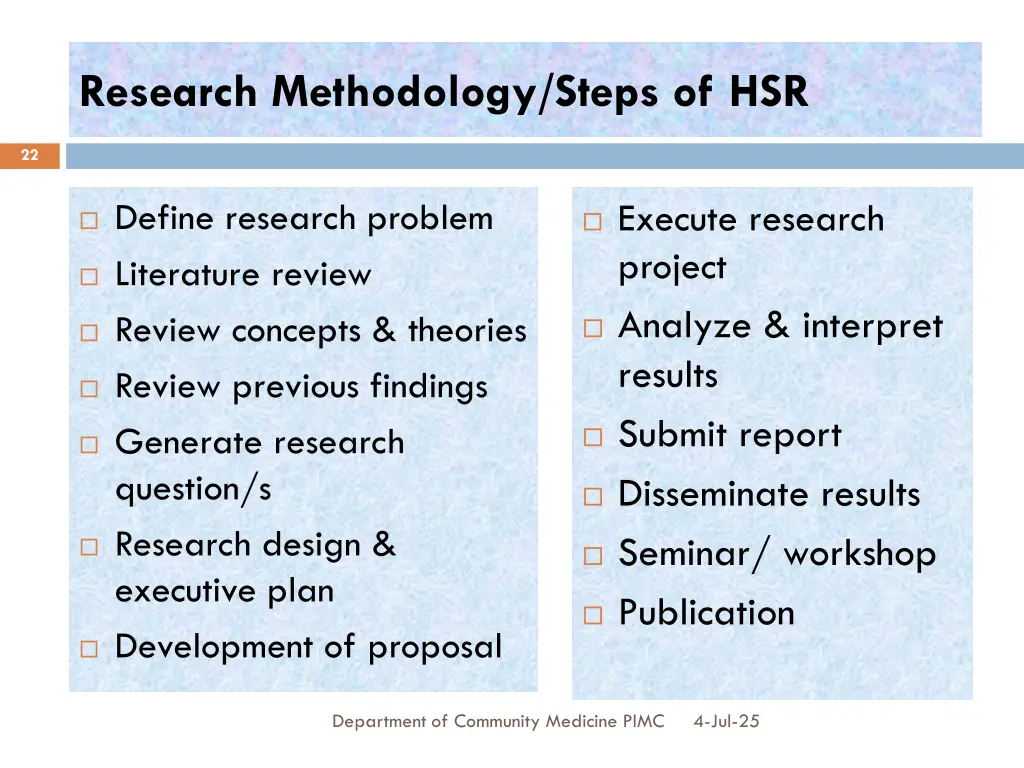 research methodology steps of hsr