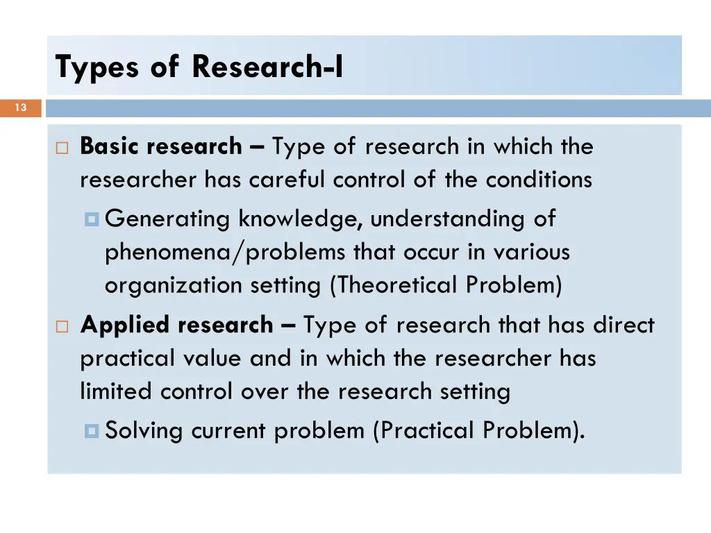 types of research i