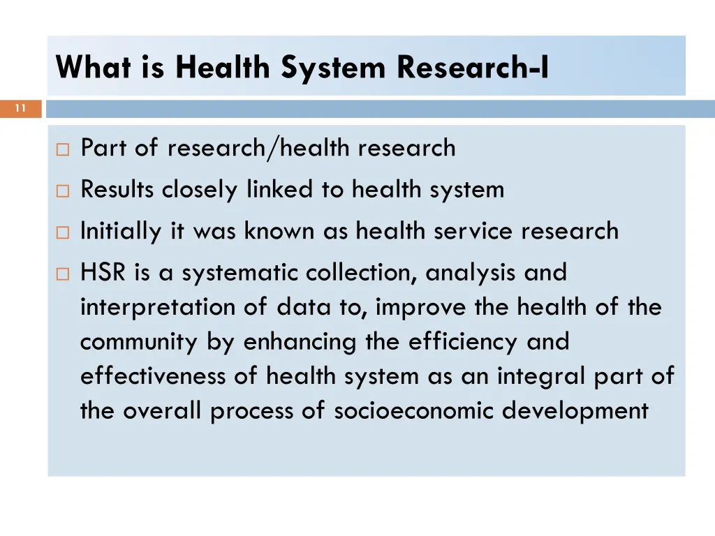 what is health system research i