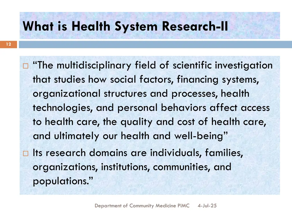 what is health system research ii