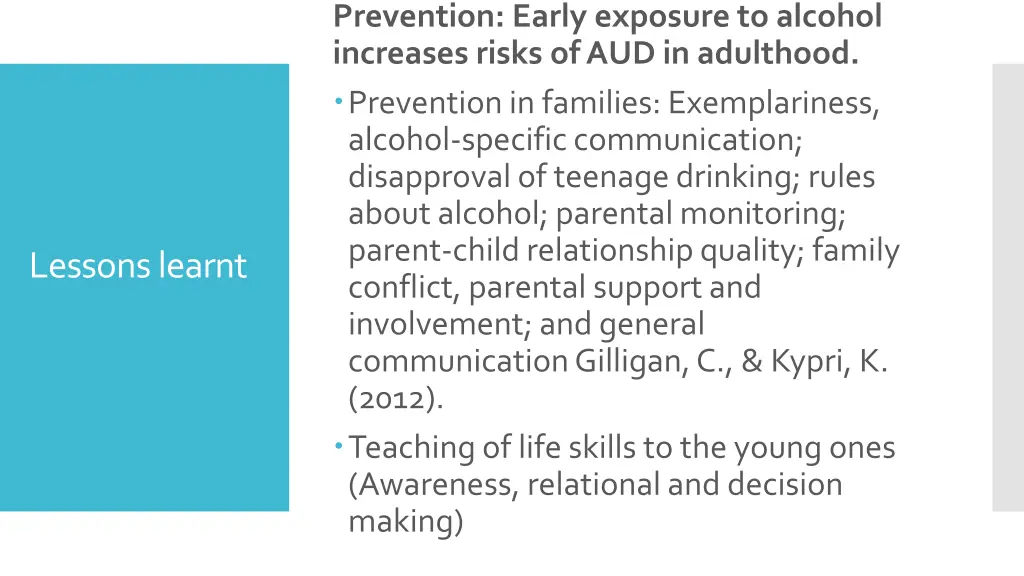 prevention early exposure to alcohol increases