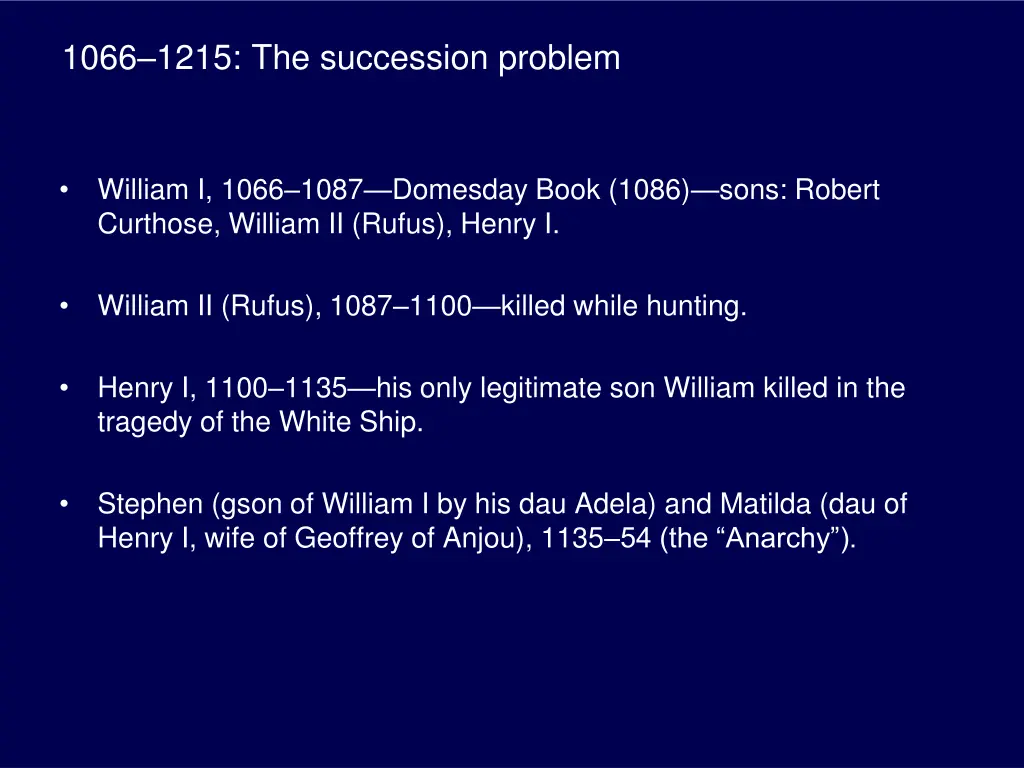 1066 1215 the succession problem
