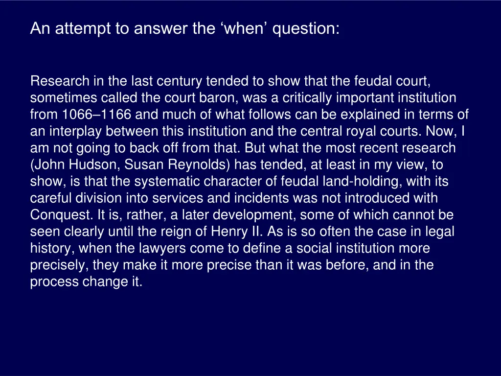 an attempt to answer the when question