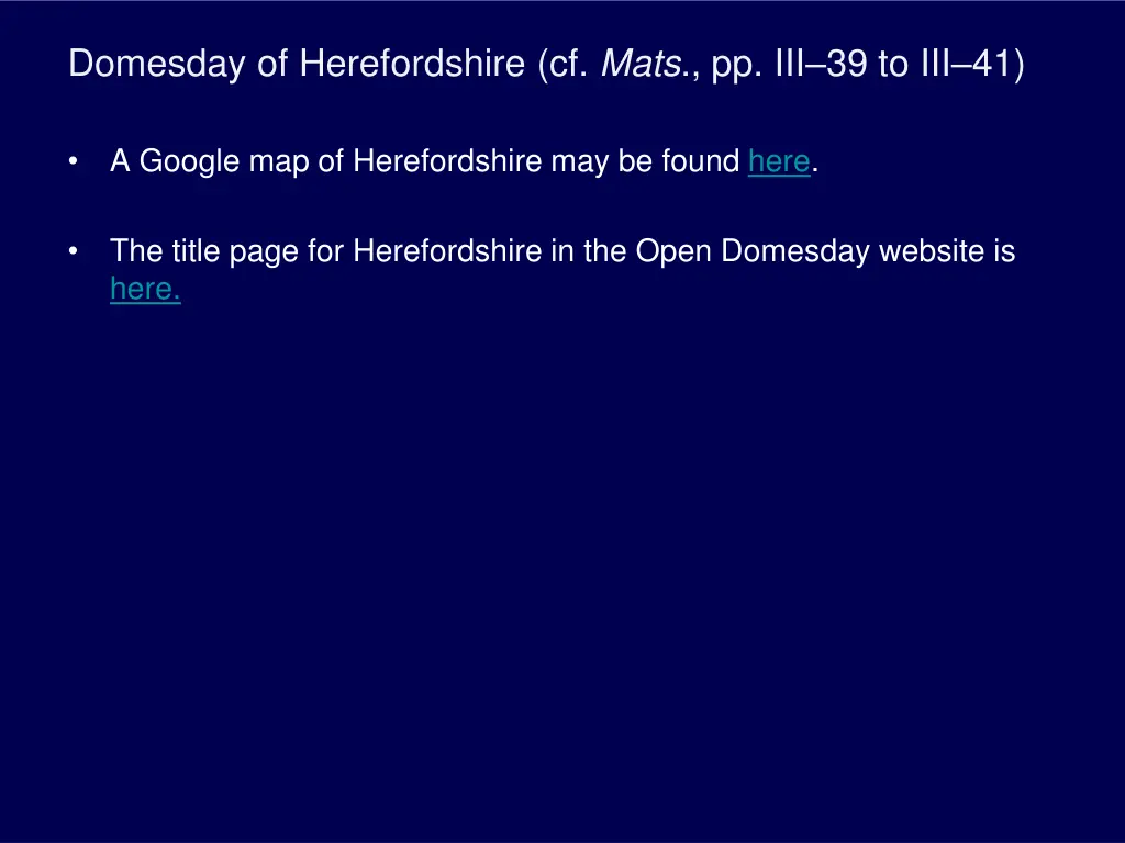 domesday of herefordshire cf mats