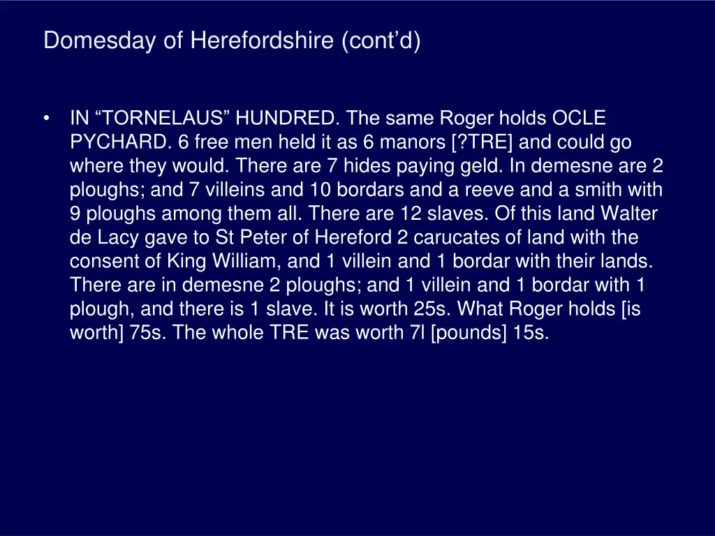 domesday of herefordshire cont d 1
