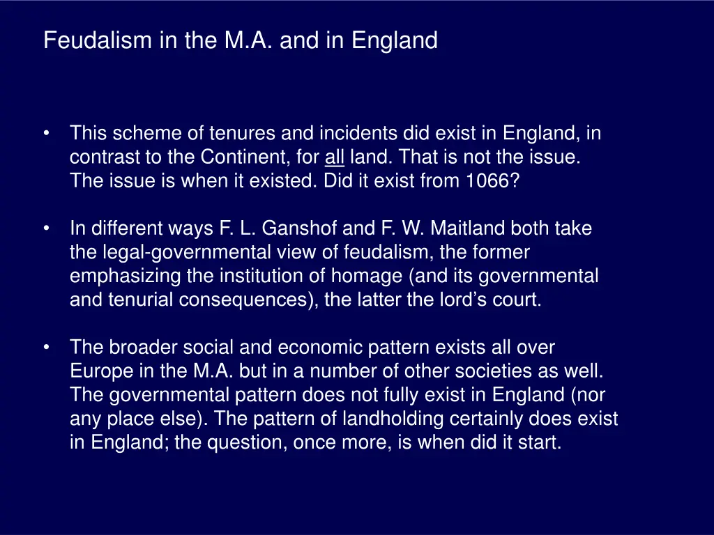 feudalism in the m a and in england