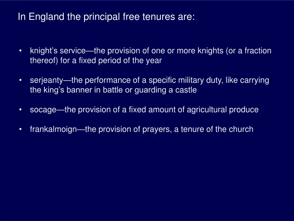 in england the principal free tenures are