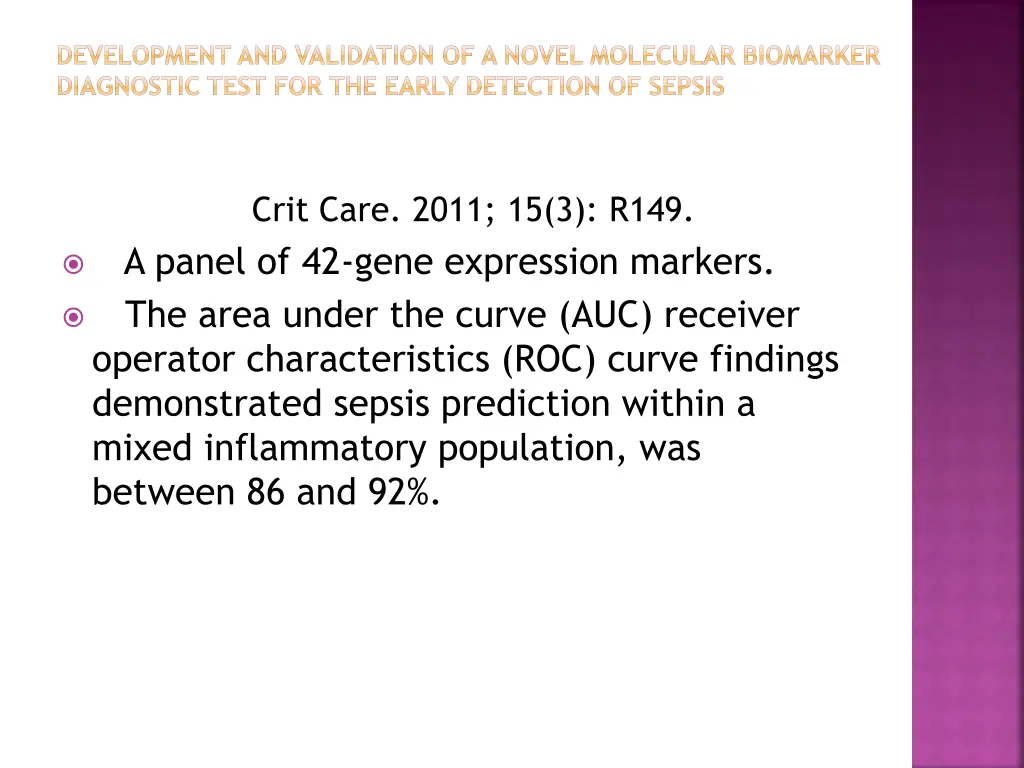 development and validation of a novel molecular