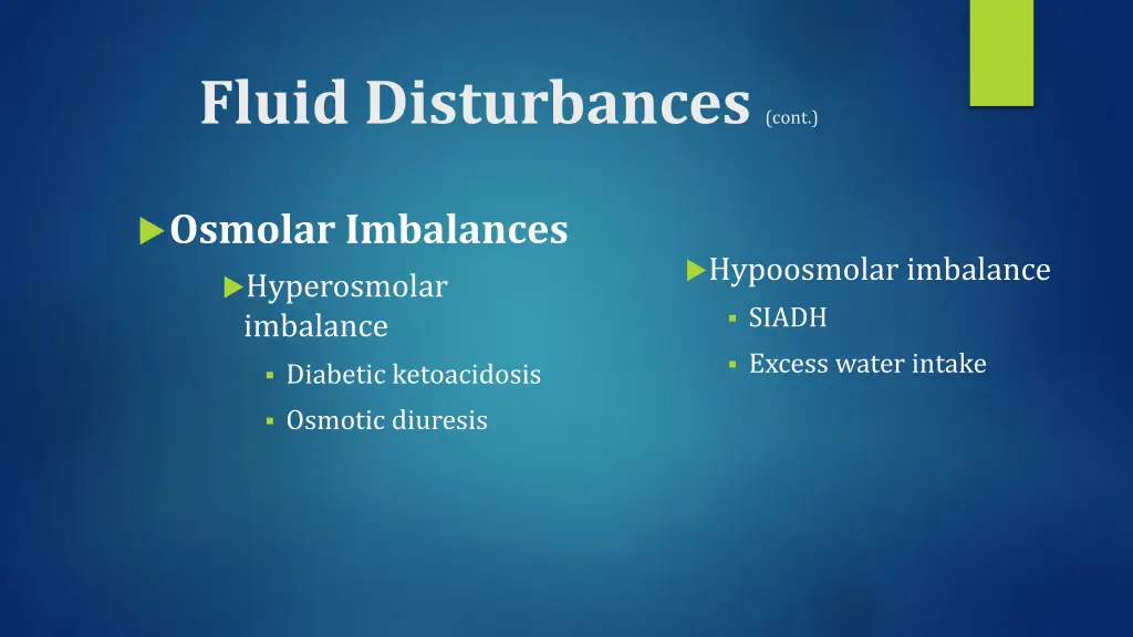 fluid disturbances cont
