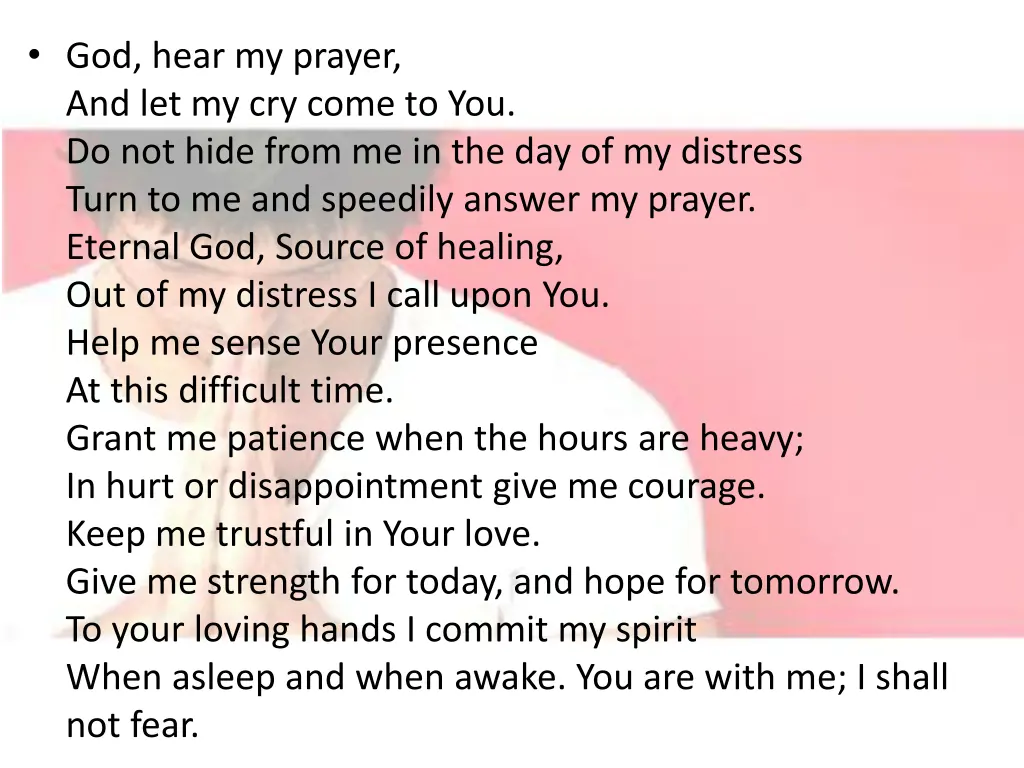god hear my prayer and let my cry come