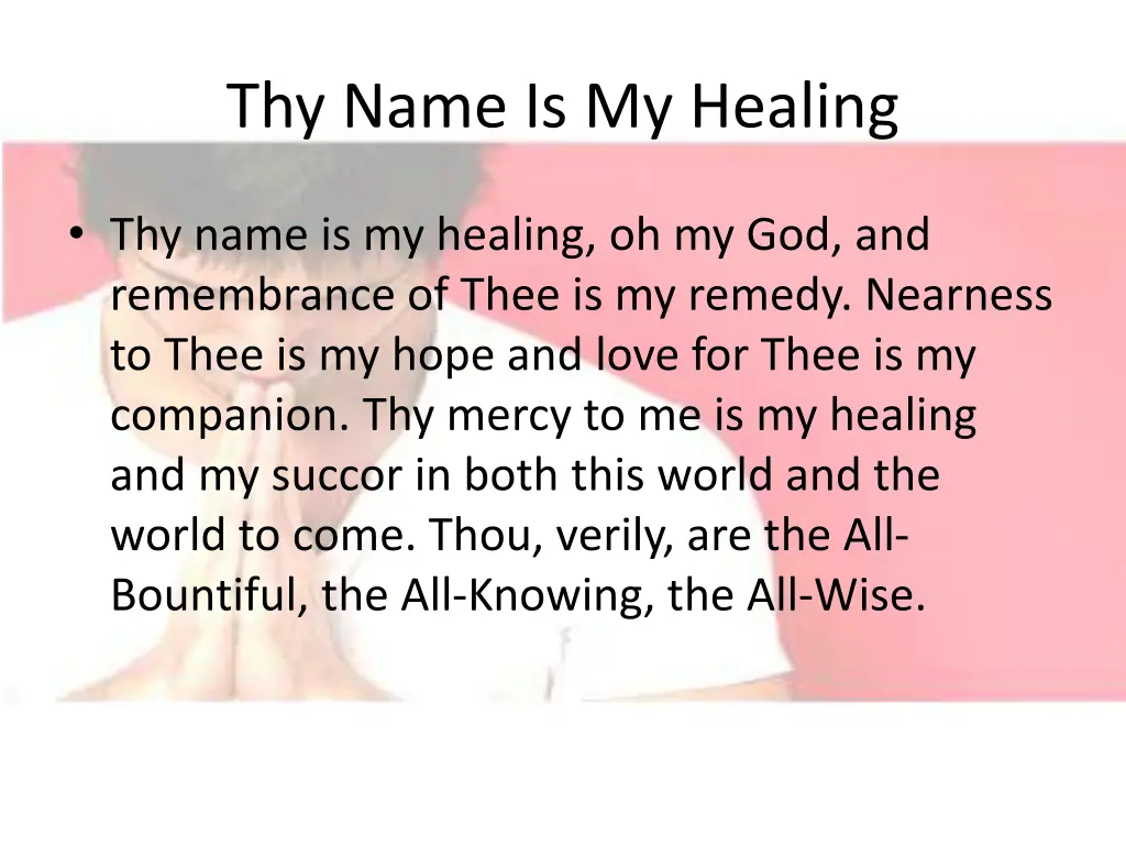 thy name is my healing