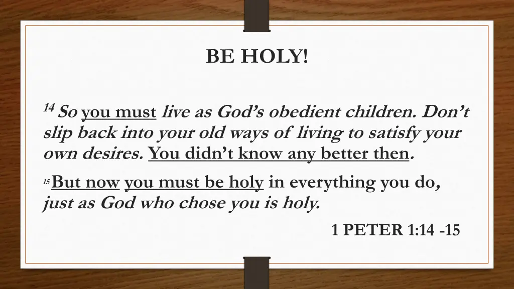 be holy 1