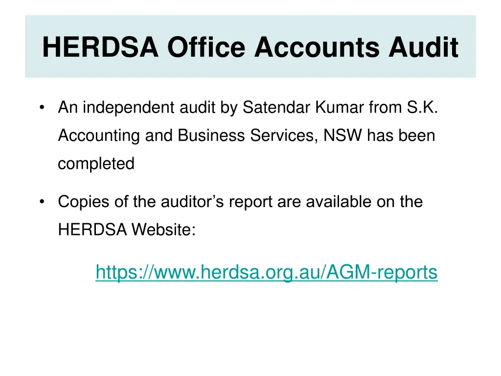herdsa office accounts audit