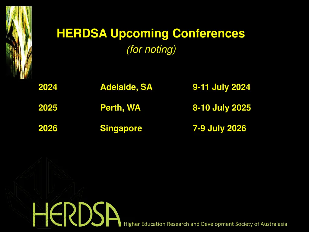 herdsa upcoming conferences for noting