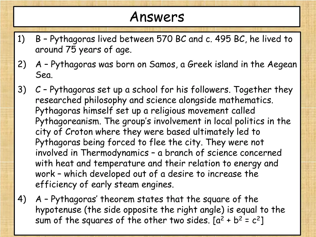 answers