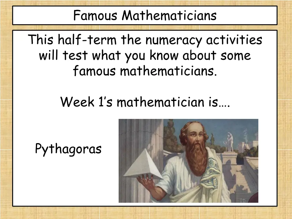 famous mathematicians this half term the numeracy