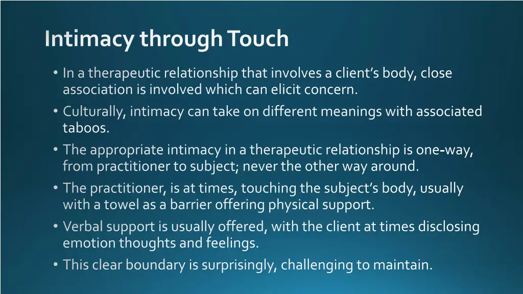 intimacy through touch