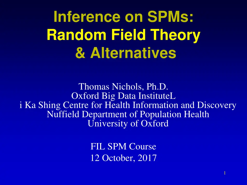 inference on spms random field theory alternatives