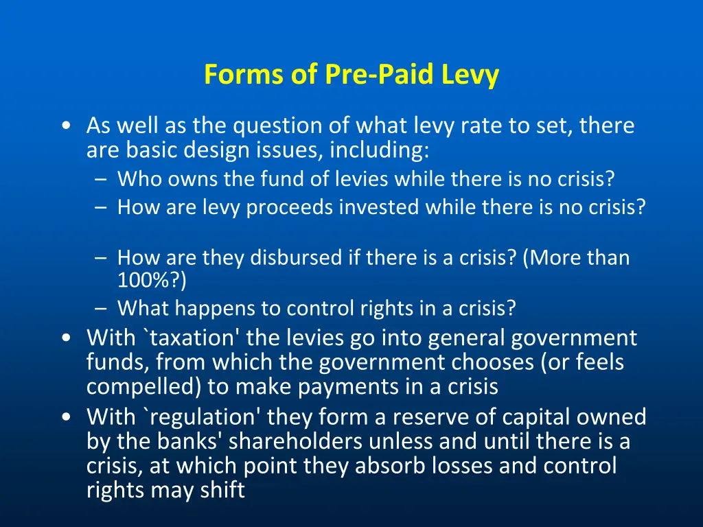 forms of pre paid levy