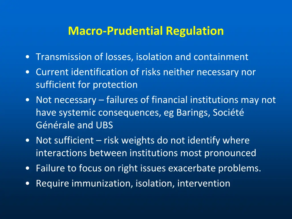 macro prudential regulation