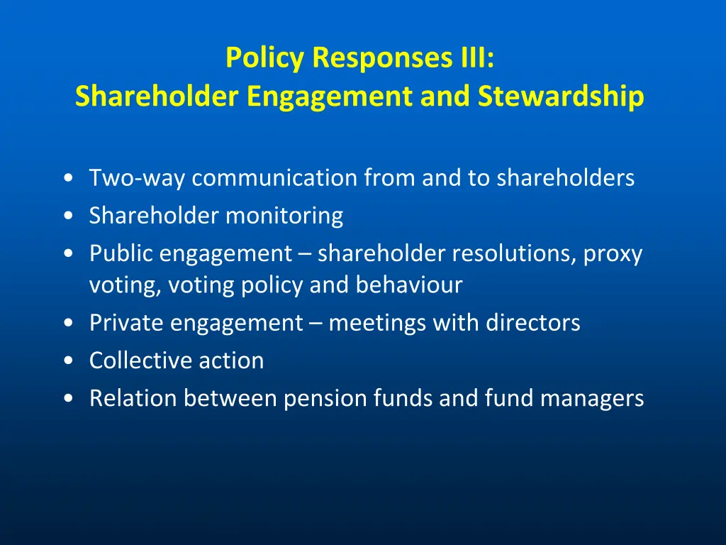 policy responses iii
