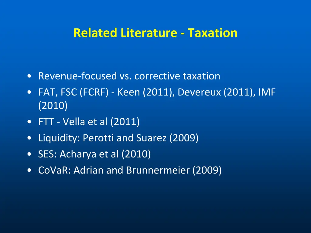 related literature taxation