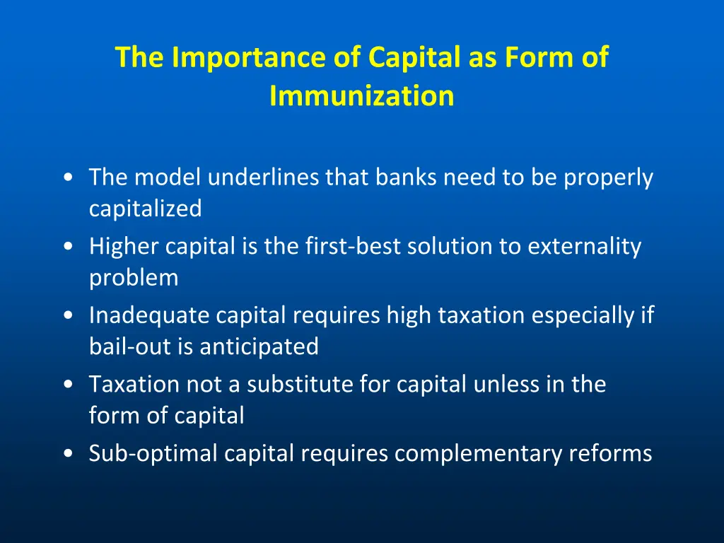 the importance of capital as form of immunization