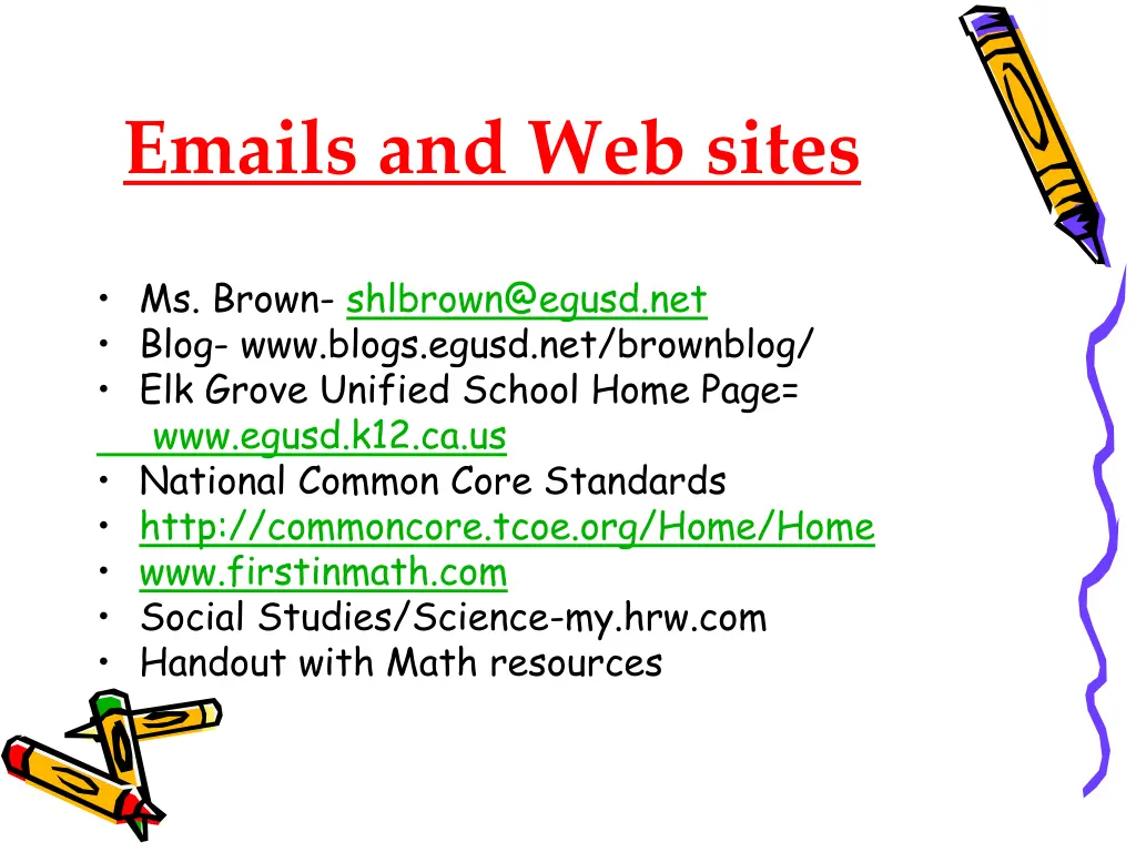 emails and web sites