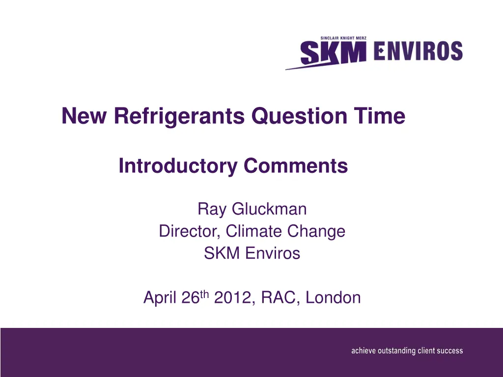 new refrigerants question time