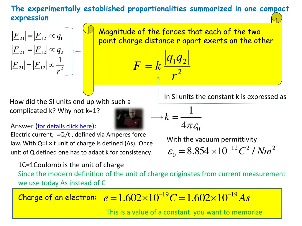 the experimentally established proportionalities
