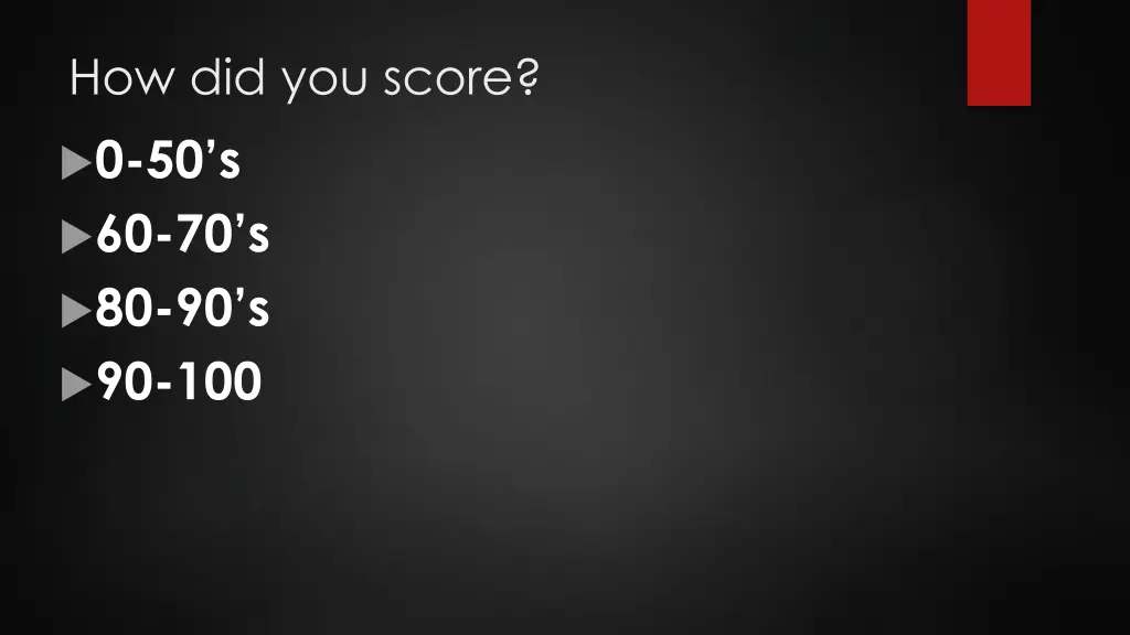 how did you score 0 50 s 60 70 s 80 90 s 90 100