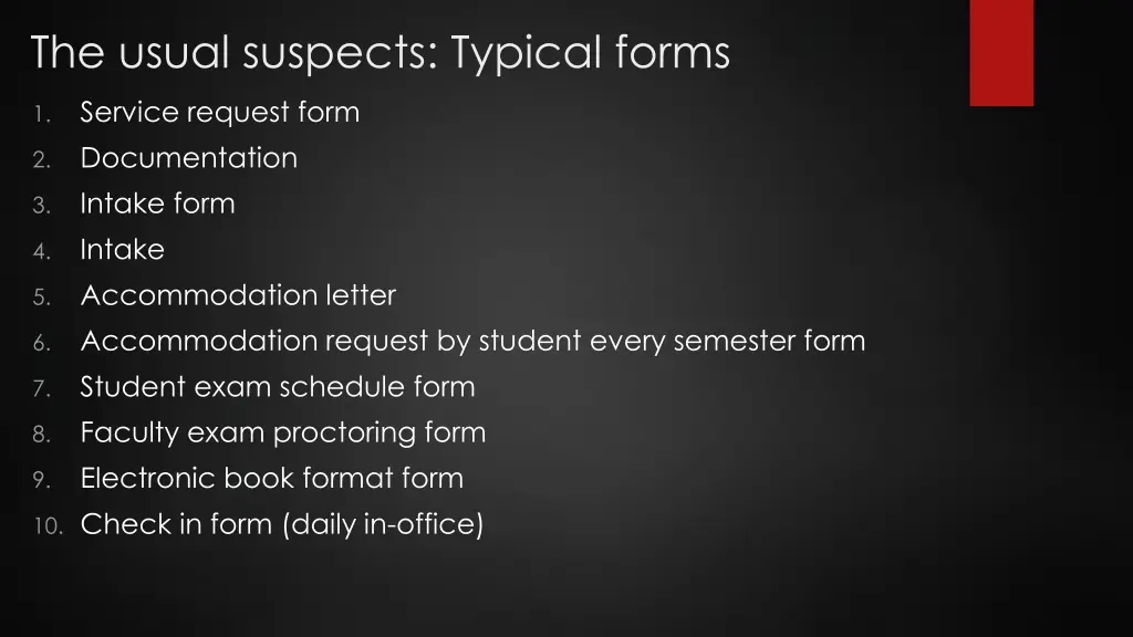 the usual suspects typical forms