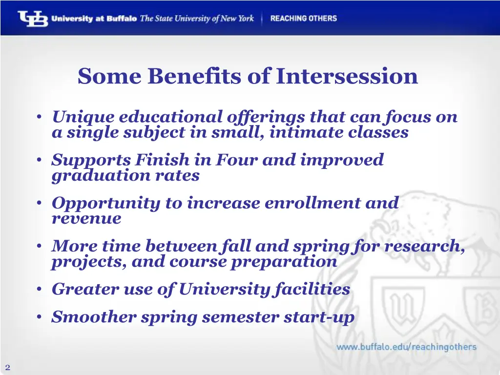 some benefits of intersession
