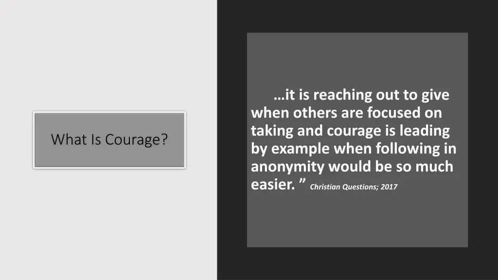 it is reaching out to give when others